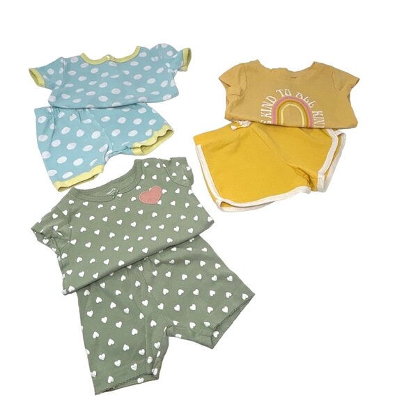 Baby Girl's Shorts & Shirts - 3 Outfits - Green, Yellow, & Turquoise - Size 12 M - Picture 1 of 8